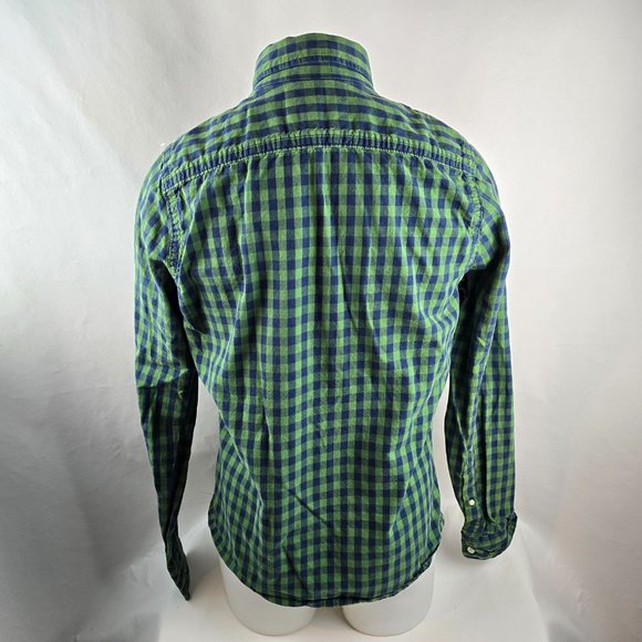 Abercrombie Fitch Shirt Mens Medium Blue Green Button Down Muscle Fit Preppy - Picture 8 of 9